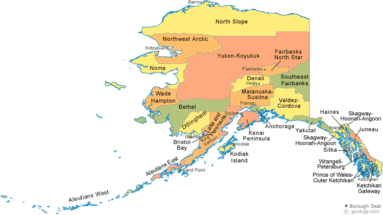 map of Alaska Boroughs