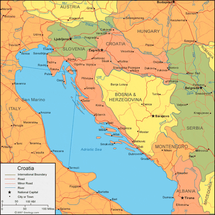 Croatia political map