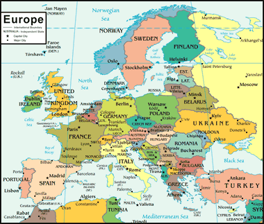 CIA map of Europe