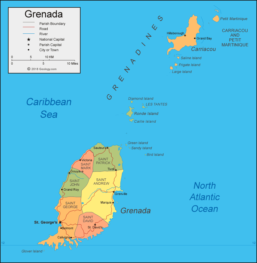 Grenada political map