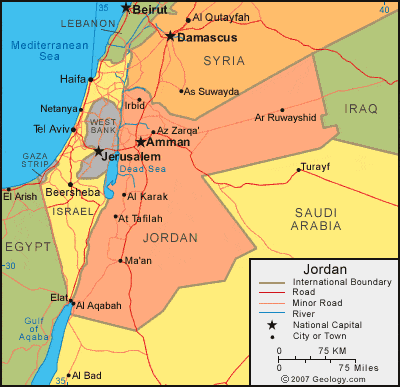 Jordan political map