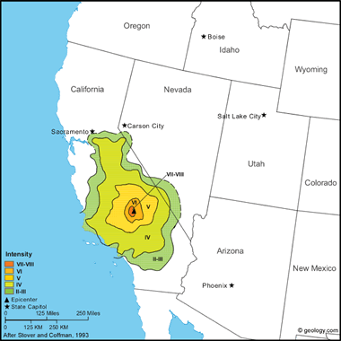 Map of Kern County Earthquake of 1946