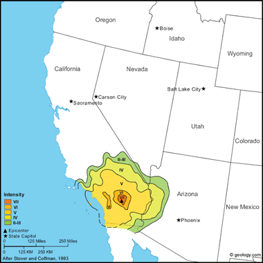 Map of Riverside County Earthquake of 1948