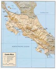Costa Rica Physical Map