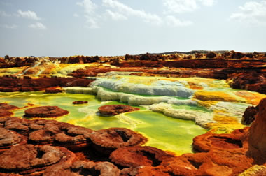 terraced salt deposits at Dallol