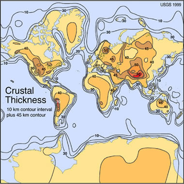 depth of mohorovicic discontinuity