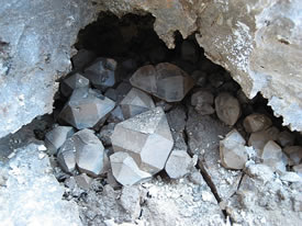 Herkimer Diamond crystals in a cavity