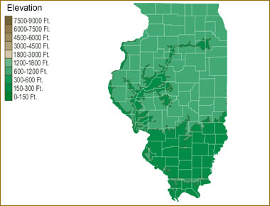 Illinois elevation map