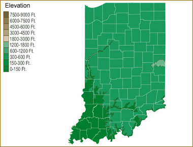 Indiana elevation map
