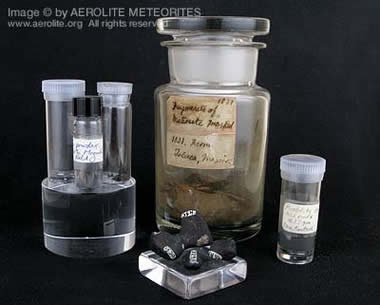 Jars of historic meteorites