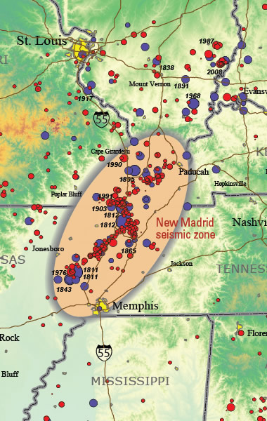 New Madrid Seismic Zone Map
