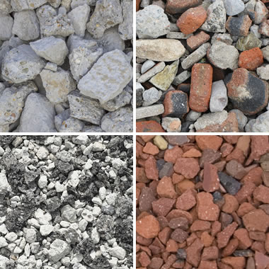 Recycled substitutes for crushed stone. Crushed concrete, demolition rubble, brick, asphalt