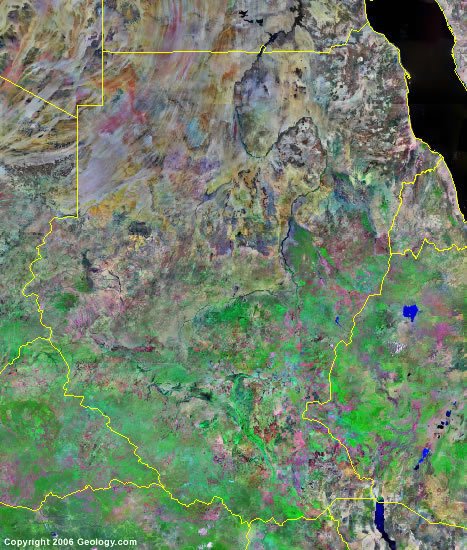 Sudan and South Sudan satellite photo