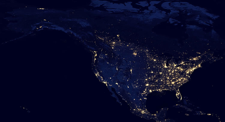 United States at night