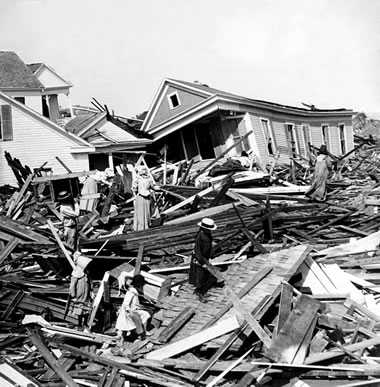 storm surge debris, Galveston hurricane