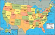 United States map with state capitals