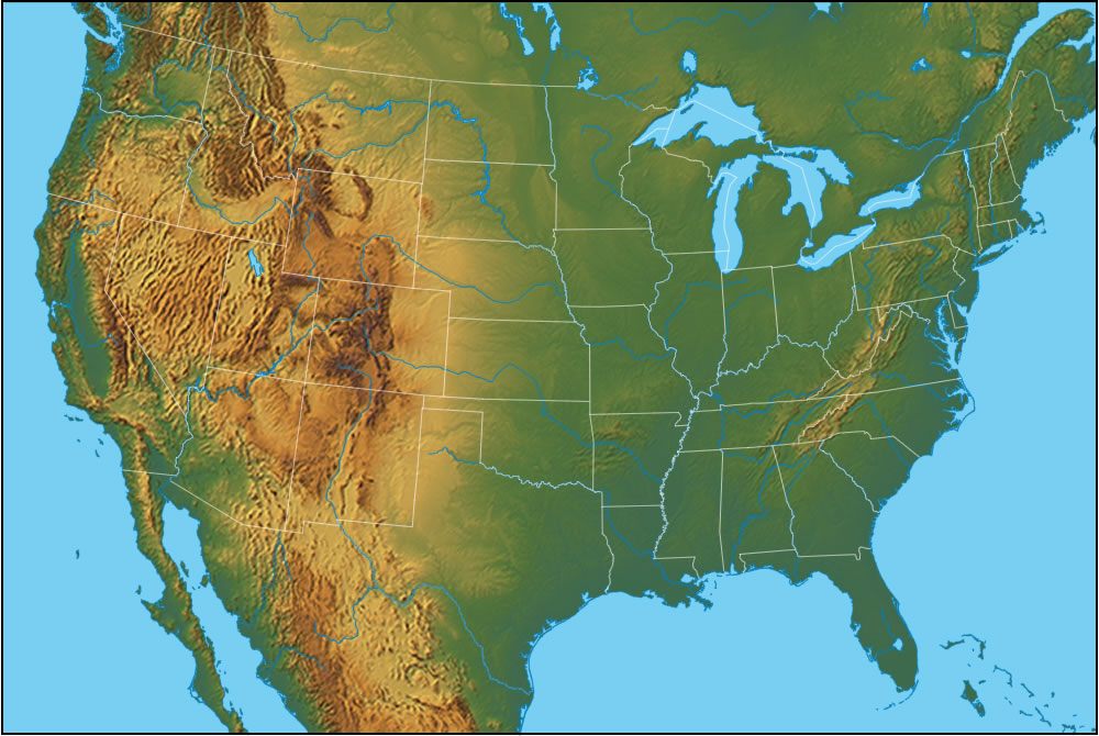 United States physical map