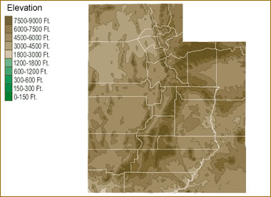 Utah elevation map