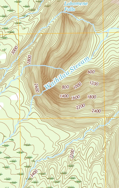 USGS topographic map of Waihilau Falls