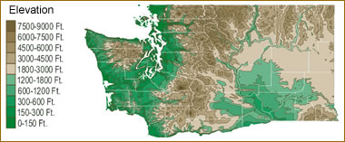 Washington elevation map